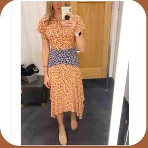 NWT Topshop Floral Print Short Sleeve Midi Dress